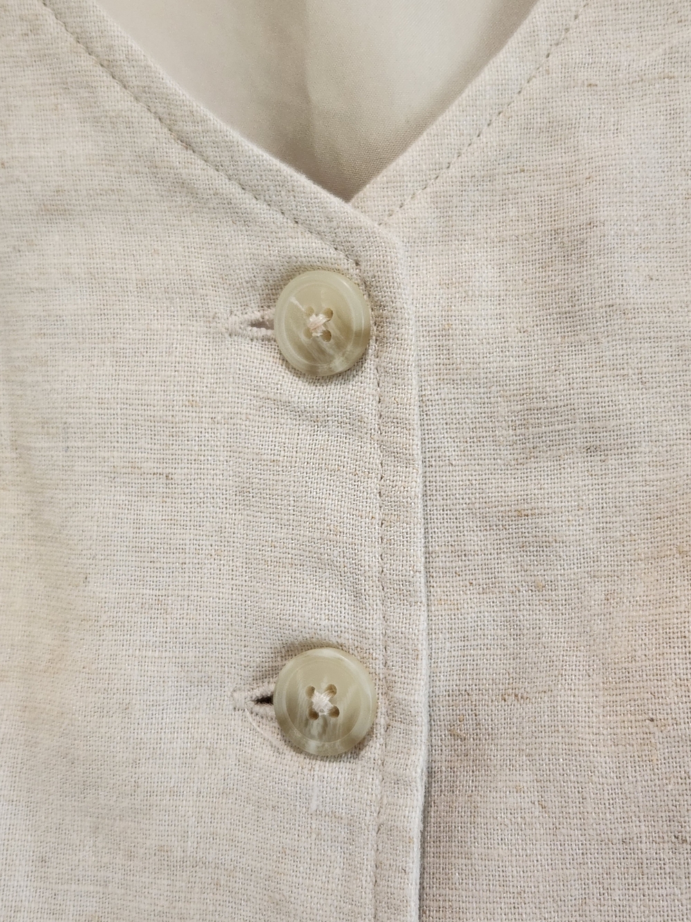 Hollister Cream Button-Front Linen Blend Crop Top Button Vest Medium - Picture 2 of 12